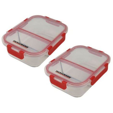 Lot de 2 boîtes a repas en verre - FACKELMANN - Move - Deux compartiments - 1000 ml