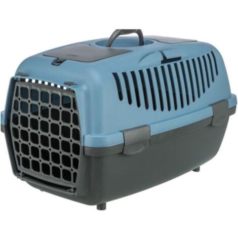 Box de transport - TRIXIE - Capri 2 - Recyclé - XS / S : 37 x 34 x 55 cm - Gris foncé / Bleu