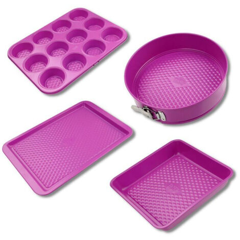 Ensemble de 4 moules - FACKELMANN - Tasty Pâtisserie - 23 a 38 cm - Fuchsia (1/5)