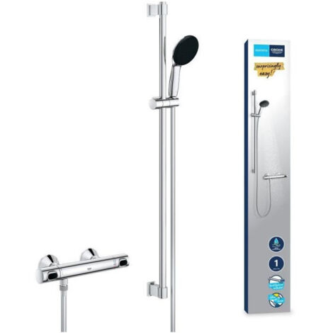 Pack mezclador termostático de ducha GROHE QuickFix Precision Flow con barra de 92 cm