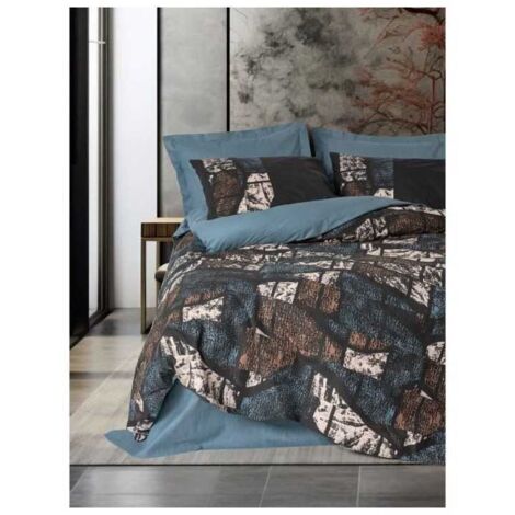 Parure de lit 240 x 220 cm 100% coton ranforcé Vert pétrole