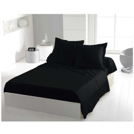 Drap plat HOME LINGE PASSION HP72094 Microfibre 82 g/m² 180 x 290 cm - Noir