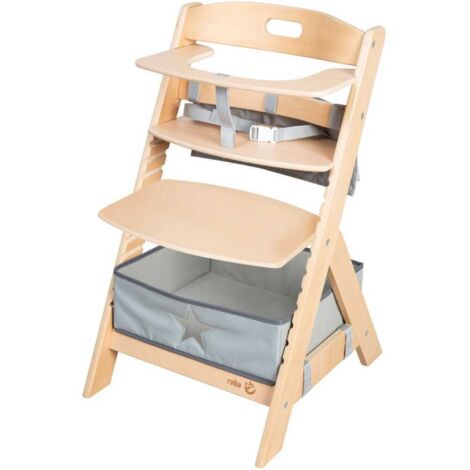 Chaise haute évolutive ROBA LIV UP en bois naturel - De 6 mois à 70 kg avec set organisateur