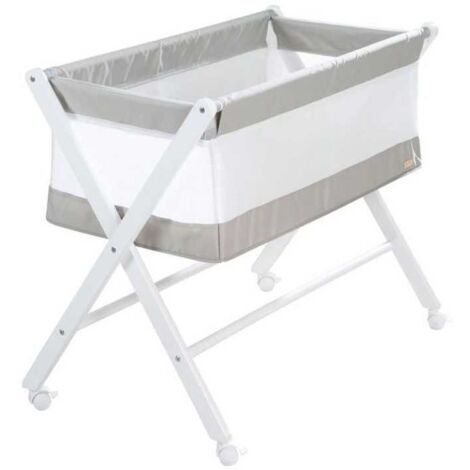 Berceau cododo plegable ROBA con colchón 90 x 45 cm gris y blanco, ruedas con freno