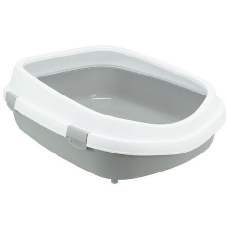 TRIXIE Bac a litiere Primo, avec rebord - XXL - 56 x 25 x 71 cm - Gris et blanc - Pour chat