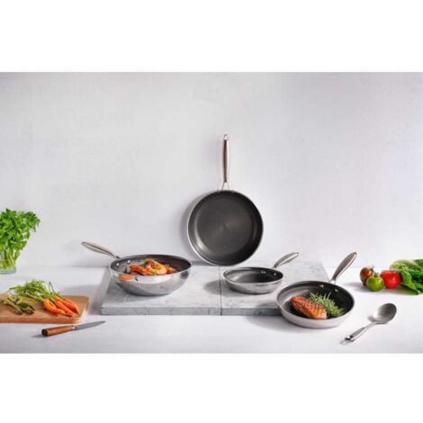 ROSMARINO HexaPRO Wok van roestvrij staal, 2,0-28 cm, premium antiaanbaklaag, ovenvast, ideaal voor veelzijdig koken