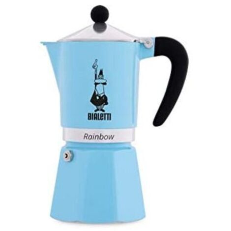 Bialetti Rainbow Cafetera Italiana Espresso,6 Tazas, Aluminio, Azul
