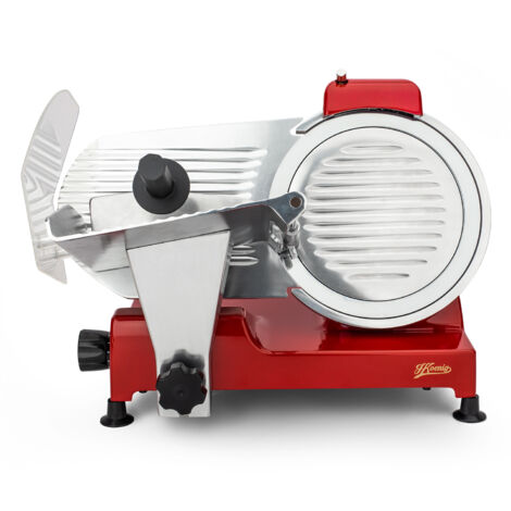 Cortafiambres Profesional Pequeño, Cuchilla Italiana, 25 cm, 282 RPM, Ajuste de Grosor del Corte, 240 W, Aluminio, Rojo. HKoenigMSX254