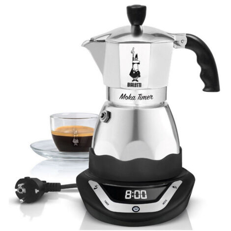 Cafetiere italienne électrique - BIALETTI - MOKA TIMER - 6 tasses - 300 ml - Inox (1/3)