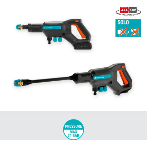 GARDENA Hidrolimpiadora de alta presión batería AquaClean 24 / 18V POWER FOR ALL cargador y batería no incluidos, 3 niveles de limpieza, múltiples boquillas, presión máx. 24 bar (14800-55) (1/5)