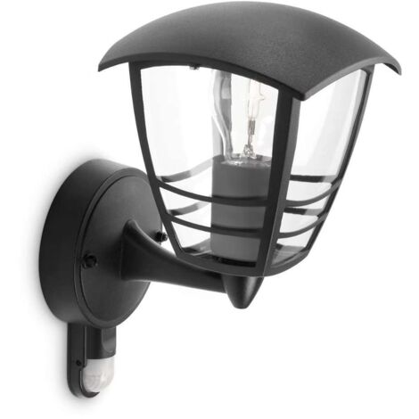 Philips Creek aplique mural negro exterior con detector