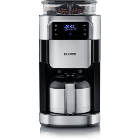 Cafetera con molinillo de goteo, jarra termo 1 L SEVERIN KA 4814 Acero inoxidable cepillado / negro 1000 W