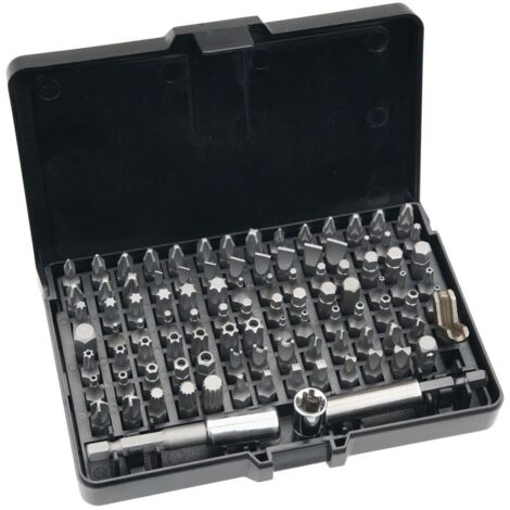 NEO TOOLS Estuche de puntas 1/4" 99 piezas S2 60 HRC 25 mm con 2 portapuntas magn茅ticos (1/3)