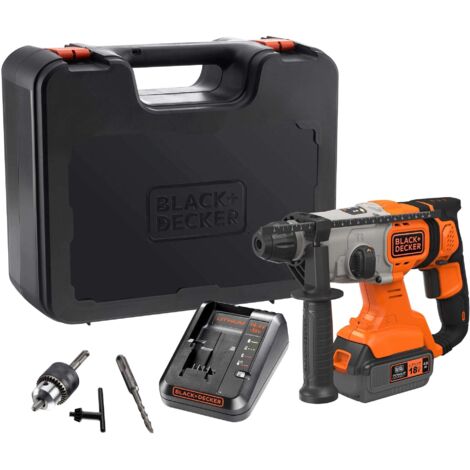 Perforadora de percusión SDS-plus inalámbrica - BLACK+DECKER - BCD900M1K - 18V 4Ah Li-ion - 1,2 J 6650 cps/min - 3 funciones (1/5)