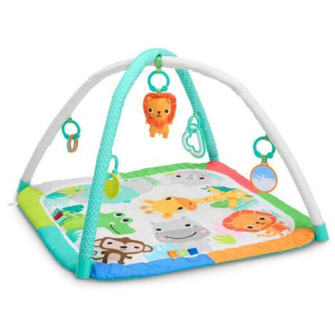 BRIGHT STARTS Alfombra de juego evolutiva plegable para bebé - Jungle Azul - arco con juguetes sensoriales y musicales, espejo (1/5)