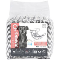 Pañales para perros - M PETS - DIAPERS - Hembras M x10 - Cintura 30-42,5 cm - 4-10 kg - Indicador de humedad - Protección de 12 horas
