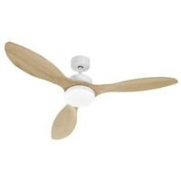 Ventilador de techo FARELEK OKLAHOMA 137 cm Blanco y Madera clara 100 W LED 18 W
