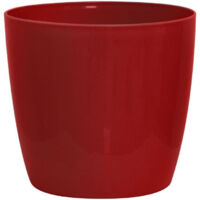 Maceta brillante - GARDEN ID - Shiny Rouge con ruedas - 30 x 27 cm - Aspecto cerámica - Resistente al agua - Movilidad sencilla
