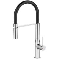 Grifo monocomando de cocina ROUSSEAU Koben - Con ducha - Gris cromo y negro