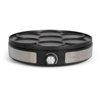 LIVOO DOP247 M谩quina para crepes reversible 1500 W 33 cm o 7 mini 脴10 cm antiadherente negra