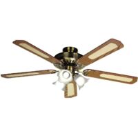 Ventilador de techo reversible FARELEK BALEARES 132 cm nogal/cañas con iluminación de 3 tulipas 5 palas