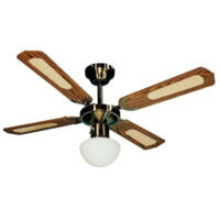 Ventilador de techo reversible Farelek Bali Ø 107 cm latón antiguo 4 palas con iluminación 1 globo