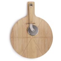 Set a pizza - LIVOO - MES138 - 40 x 30 x 1,5 cm - 1 roulette a pizza - En bois d'hévéa