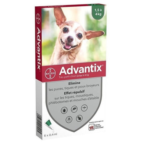 ADVANTIX 6 pipette antiparassitarie - Per cani di piccola taglia da 1,5 a 4 kg
