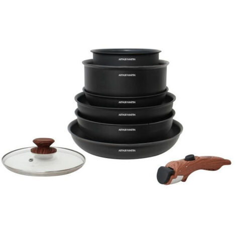 Batterie de cuisine 8 pieces ARTHUR MARTIN - Aluminium - Poignée Bois - Tous feux dont induction