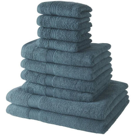Set di 4 Asciugamani da bagno TODAY 30x50 + 4 Asciugamani da bagno 50x90 + 2 Teli da bagno 70x130 cm 100% Cotone - Pavone (1/2)