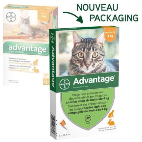 ADVANTAGE 40 - 6 pipette antiparassitarie - Per gatti e conigli di meno di 4kg