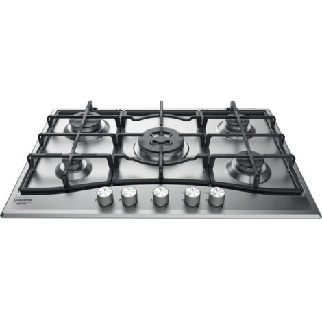 Hotpoint Ariston PCN 751 T-IX-HA Serie NewStyle Piano Cottura a Gas 5 Zone 1 Tripla corona Griglie in Ghisa 75 cm Acciaio Inox