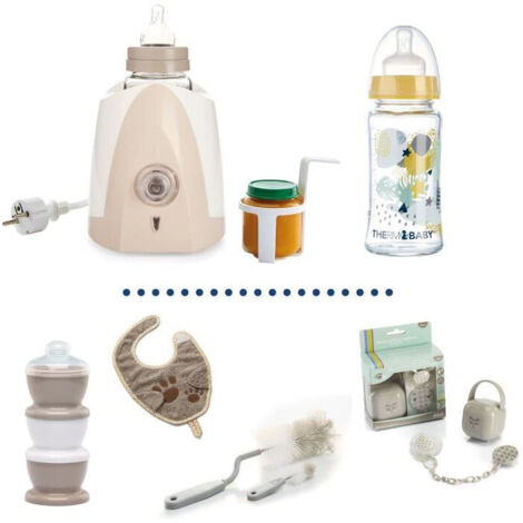 Scaldabiberon + Biberon in vetro 230ml + Spazzola per biberon + Scatola dosatrice di latte + Bavaglino + Set Scatola per ciucci (1/5)