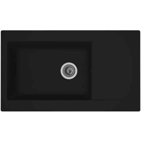 STRADOUR Lavello da cucina incassato 1 grande vasca + 1 scolapiatti Einna - Resina - 86 x 50 cm - Nero