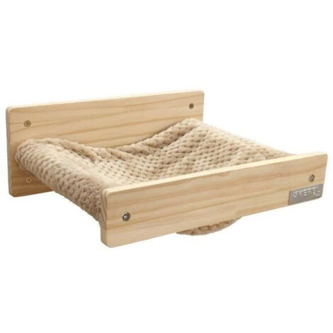 Amaca a muro per gatti - KERBL - TIMBER - 38 x 33,5 x 16 cm - Legno massiccio - Tessuto morbido (1/4)