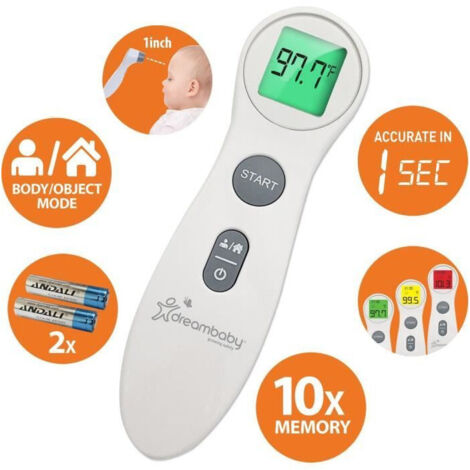 Thermometre frontal numérique - DREAMBABY - Infrarouge sans contact - Mesure de la température de la fievre - Pour bébés et (1/5)