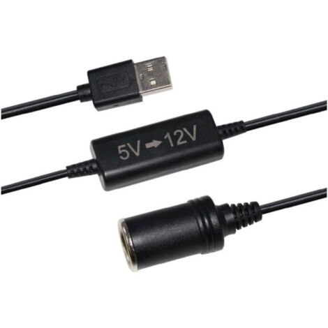 Convertisseur prise allume-cigare USB 5V vers 12V - HTC EQUIPEMENT - 12W et cable 120cm (1/2)