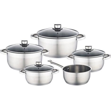 BAUMALU 341979 Set di pentole 9 pezzi in acciaio inox - Adatto a tutte le fonti di calore incluso induzione