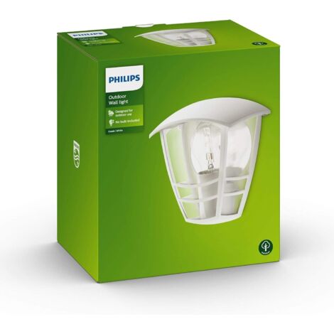 CREEK-Applique murale dexterieur Metal H19,5cm Blanc Philips