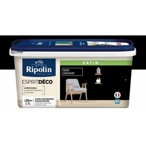Vernice Colore Interno Satinato per Cucina Soggiorno Camera - su Muri Battiscopa Radiatori - 2,5L - Nero Houvert - Ripo
