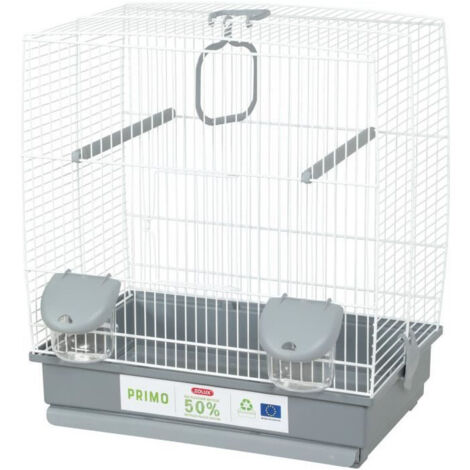 Gabbia per uccelli - Carla - Plastica riciclata - 2 posatoi - 2 mangiatoie - Altalena