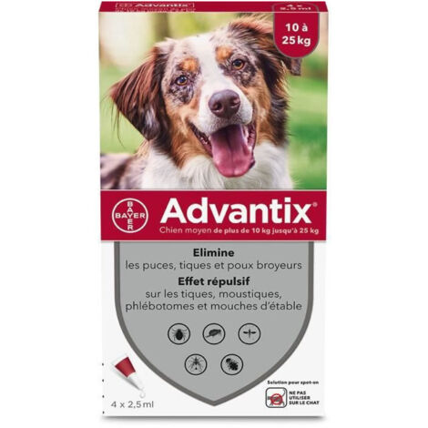 Advantix Cane Medio - Antipulci e Antitici - 10-25KG - 4 Pipette