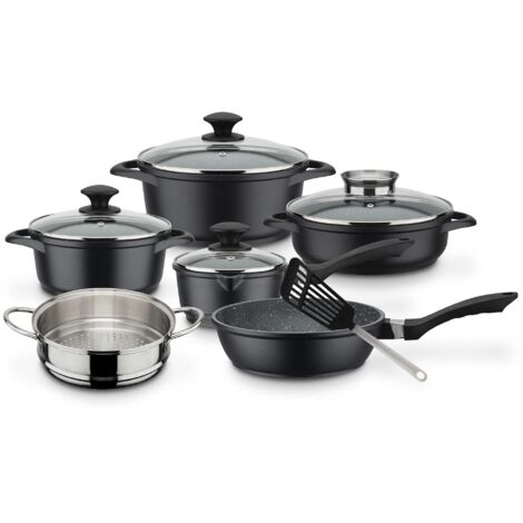 GSW - 414562 - Batteria - Alluminio Forgiato Massiccio GOURMET GRANIT - 10 pezzi - Induzione - Rivestimento VITAFLON GRANIT (1/5)