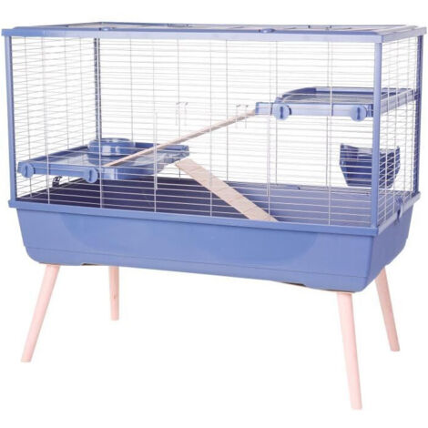 Gabbia per roditore rialzata - Zolux - Néolife - 2 piani per conigli - 99 x 54 x 92 cm - Blu
