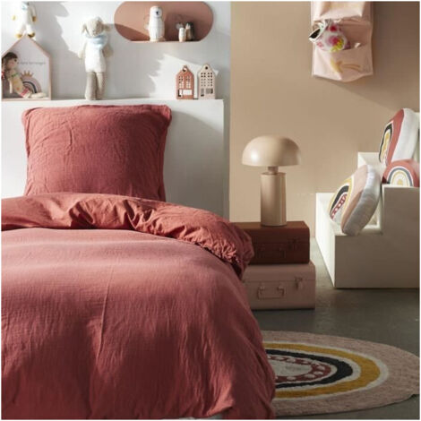Set di biancheria da letto - TODAY - 123334 - 1 persona - 140x200 cm - Garza di cotone unito - Terracotta