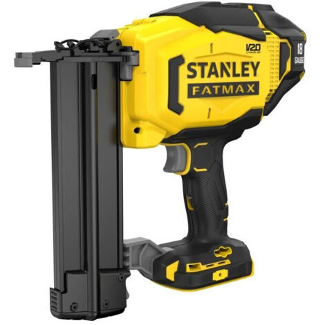 Stanley, SFMCN618B, Chiodatrice a batteria, montaggio  di modanature e legno, regolazione senza attrezzi, compatibile con il sistema V20, batteria non fornita, nero con giallo
