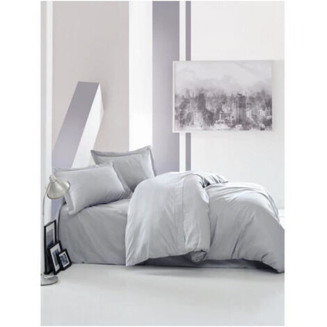 TODAY Copripiumino Letto Matrimoniale Con Federe – 220x240 Grigio – In Cotone Con Bottoni Nascosti E Fessura Passamano - 2