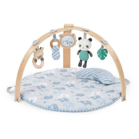 INGENUITY Tapis d'éveil bébé pliable Cosy Spot Elephant,coussin reversible, arche de jeux en bois, mirroir et jouets sensorie (1/5)