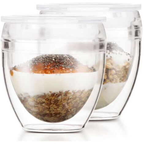 Set 2 bicchieri - BODUM - Pavina To Go - Doppia parete plastica - Coperchio ermetico - 20 cl - Trasparente (1/5)