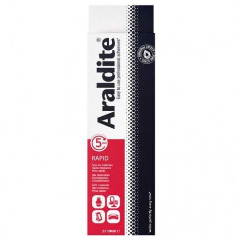 Colle époxy bi-composant - CYANOLIT - Araldite - Raprid rouge - 2 x 100 ml - Prise rapide - Haute résistance - Multi-matériau